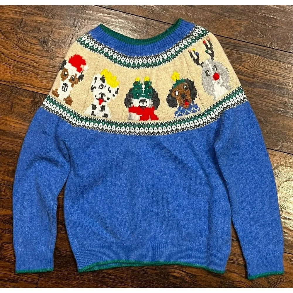 Mini Boden Festive Dogs Fair Isle Christmas Sweater, Size 9-10Y